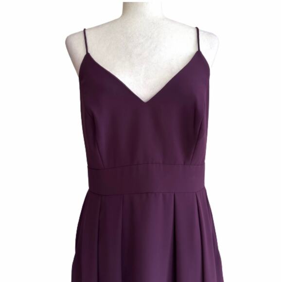 After Six Aubergine Spaghetti Strap Pleated Pocket Formal Dress 1514 Size 14 NEW - Picture 4 of 14